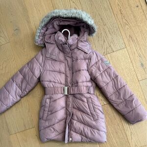 Abercrombie Kids Lavender Puffer Coat with Faux Fur Hood